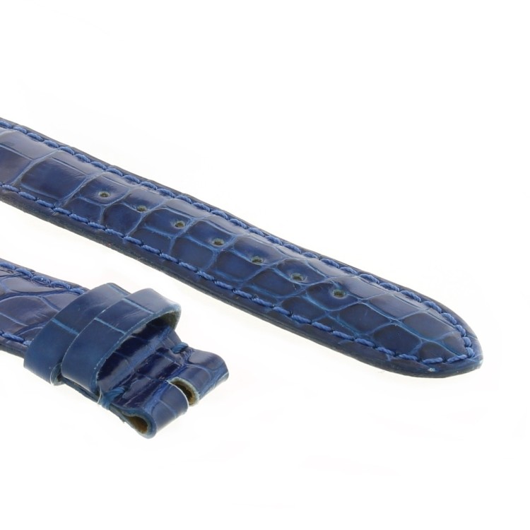 Cinturino Alligatore Blu Lucido 18/16 mm forma classica