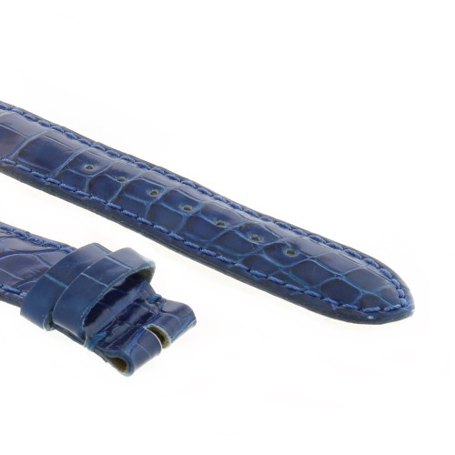 Cinturino Alligatore Blu Lucido 18/16 mm forma classica
