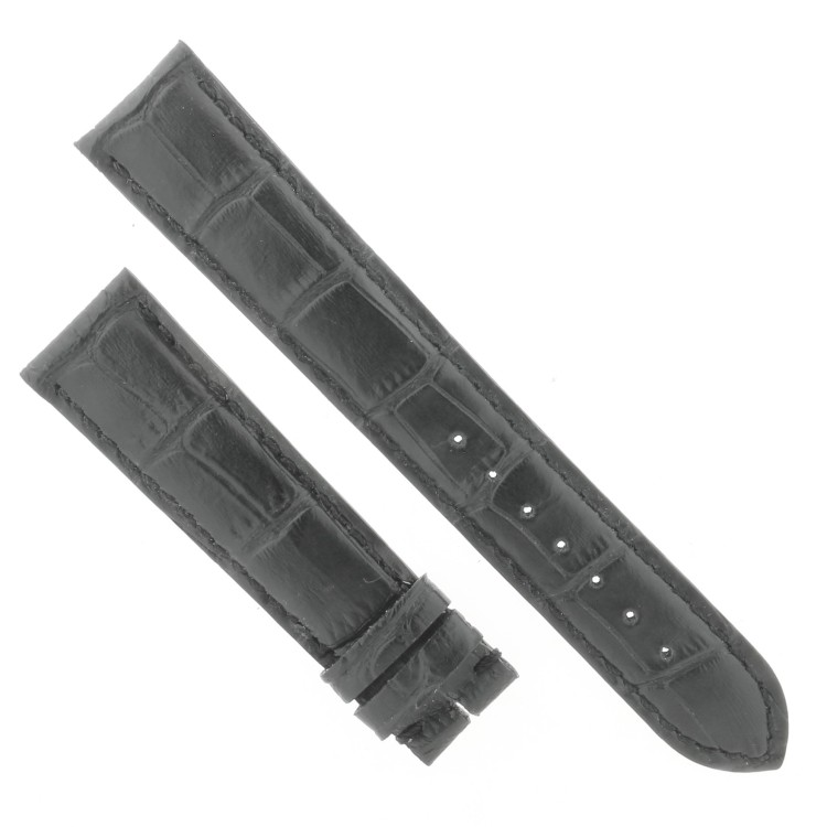 Cinturino Sartoriale Stampa Alligatore Nero Opaco 19/17 mm fodera nera classico