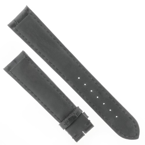 Cinturino Sartoriale Stampa Alligatore Nero Opaco 19/17 mm fodera nera classico
