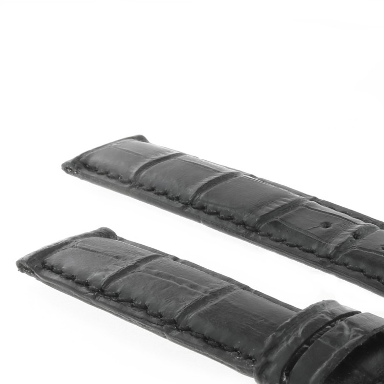 Cinturino Sartoriale Stampa Alligatore Nero Opaco 19/17 mm fodera nera classico