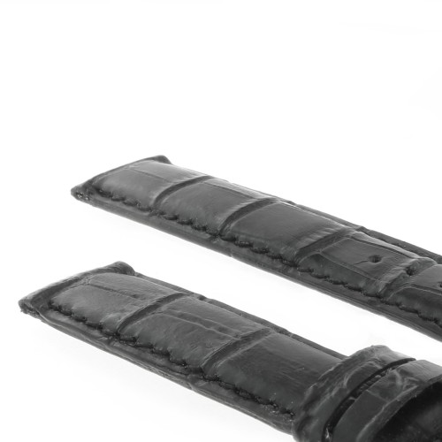 Cinturino Sartoriale Stampa Alligatore Nero Opaco 19/17 mm fodera nera classico