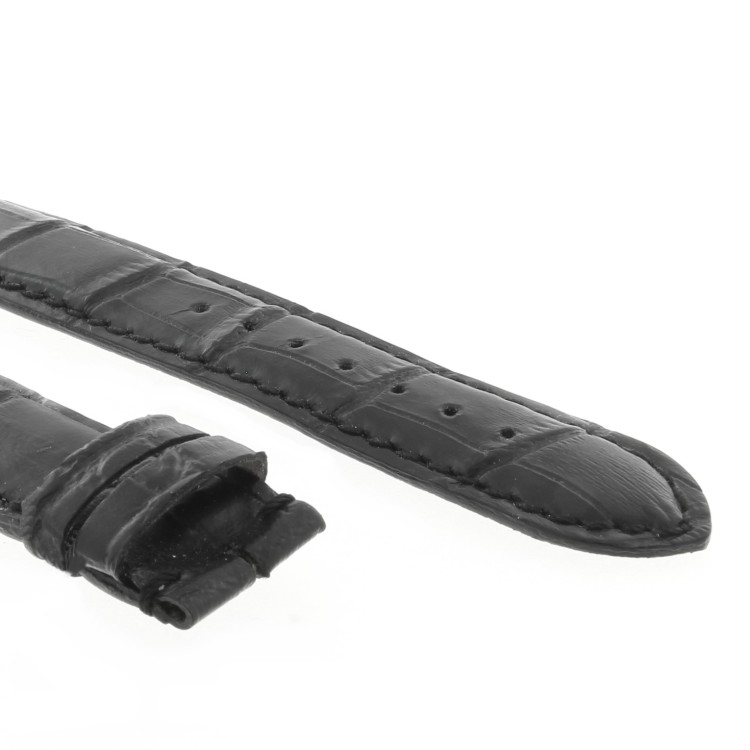 Cinturino Sartoriale Stampa Alligatore Nero Opaco 19/17 mm fodera nera classico