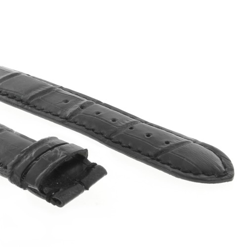Cinturino Sartoriale Stampa Alligatore Nero Opaco 19/17 mm fodera nera classico