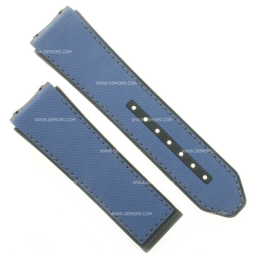 Zenith Cinturino 27.00.2322.920 Caucciù Nero e Blu 23/22 mm effetto cordura Defy 21 cuciture grigie
