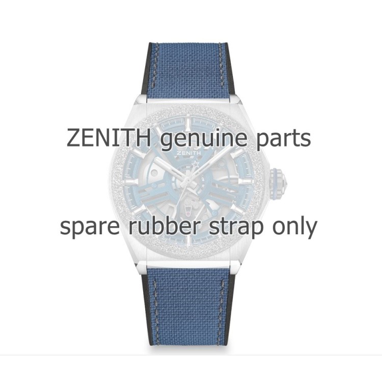 Zenith Cinturino 27.00.2322.920 Caucciù Nero e Blu 23/22 mm effetto cordura Defy 21 cuciture grigie