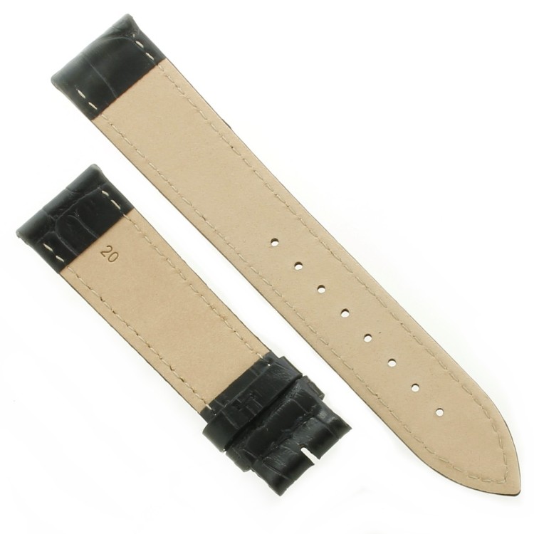 Cinturino Stampa Alligatore Nero Semilucido 20/18 mm B28B classico