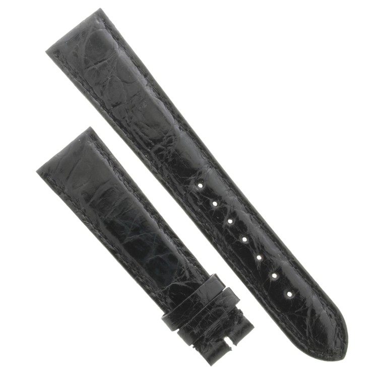 Cinturino Coccodrillo Nero Lucido 20/16 forma classica