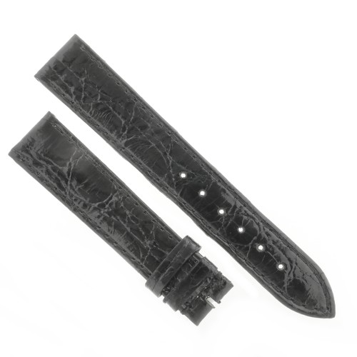 Cinturino Coccodrillo Nero Lucido Piatto 18/16 mm B30B forma classica
