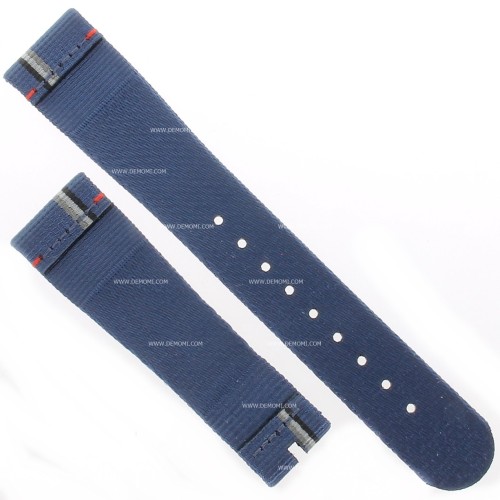 Zenith Cinturino 27.00.2118.802 tessuto blu con righe grigio, bianco e nero 21/18 mm.