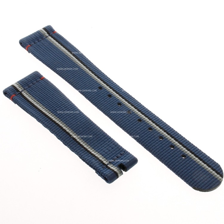 Zenith Cinturino 27.00.2118.802 tessuto blu con righe grigio, bianco e nero 21/18 mm.