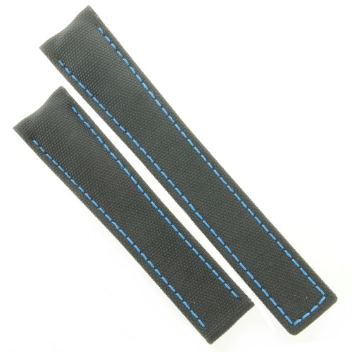 Tag Heuer Cinturino Aquaracer FC6395 Nero sintetico 21/18 mm cuciture blu.   WAY201, CAY211.
