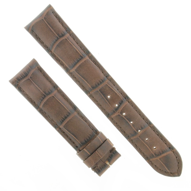 Cinturino Sartoriale Stampa Alligatore Marrone Opaco 19/17 mm fodera Marrone classico