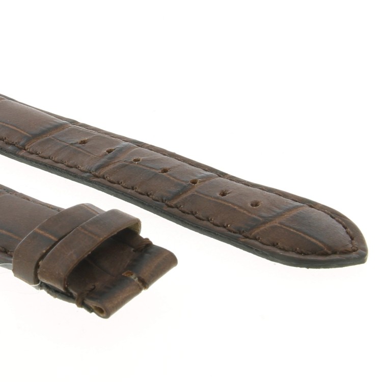 Cinturino Sartoriale Stampa Alligatore Marrone Opaco 19/17 mm fodera Marrone classico