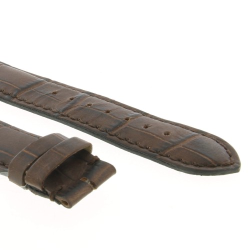 Cinturino Sartoriale Stampa Alligatore Marrone Opaco 19/17 mm fodera Marrone classico