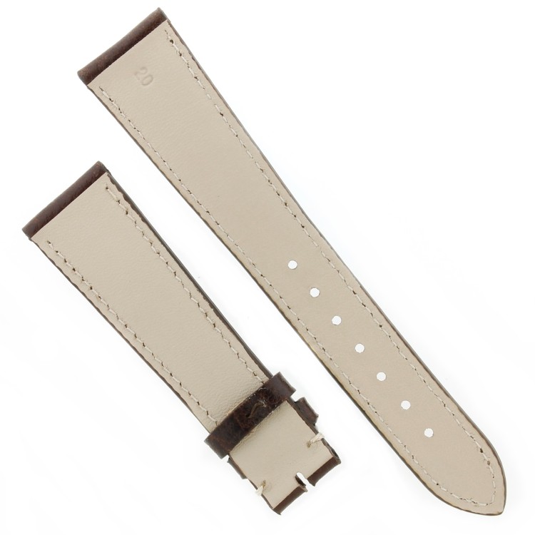 Cinturino Pelle Vitello Martellata Marrone Moka opaco 20/16 mm classico cucitura chiara