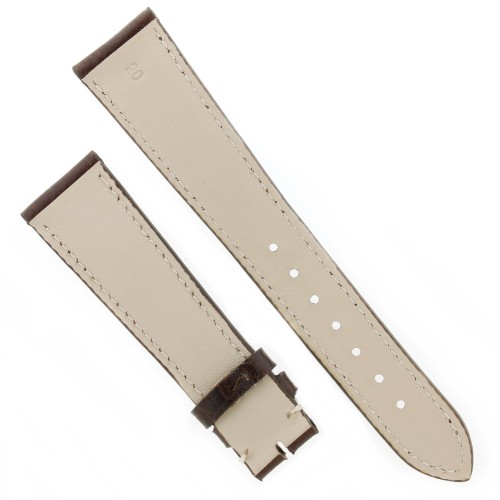 Cinturino Pelle Vitello Martellata Marrone Moka opaco 20/16 mm classico cucitura chiara