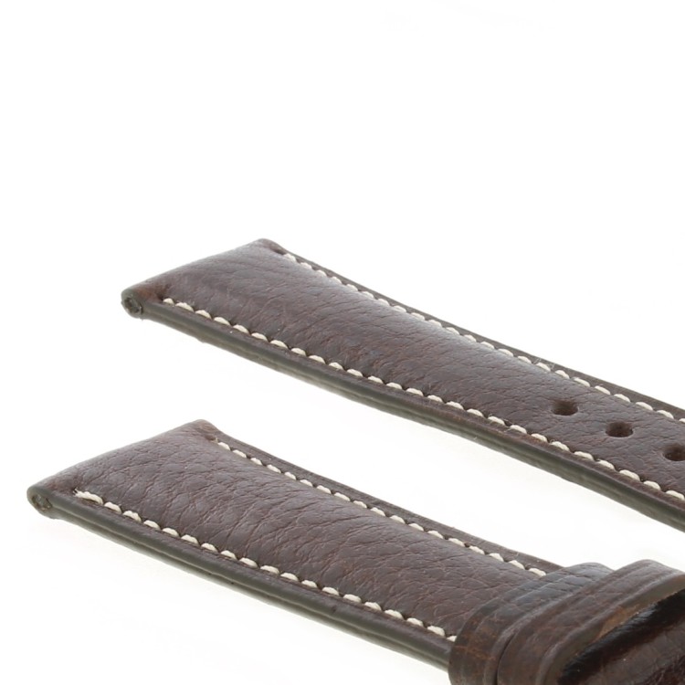 Cinturino Pelle Vitello Martellata Marrone Moka opaco 20/16 mm classico cucitura chiara