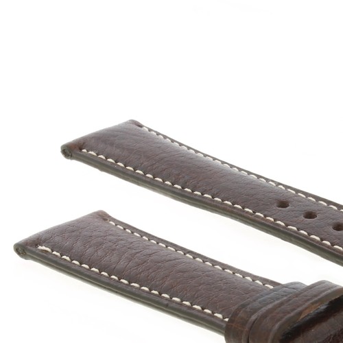 Cinturino Pelle Vitello Martellata Marrone Moka opaco 20/16 mm classico cucitura chiara