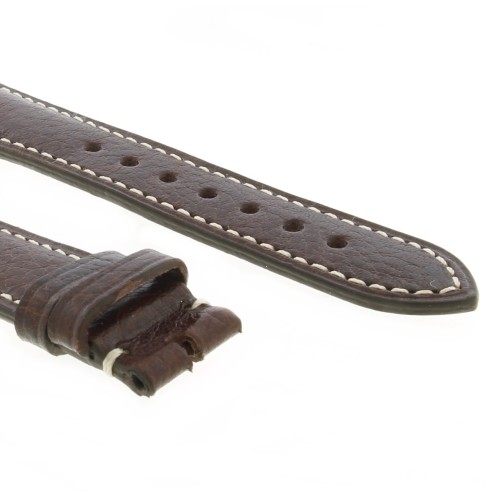 Cinturino Pelle Vitello Martellata Marrone Moka opaco 20/16 mm classico cucitura chiara