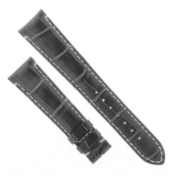 Cinturino Sartoriale Stampa Alligatore Nero Opaco 20/16 mm B50N Classico Inpunture chiare