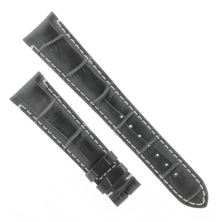 Cinturino Sartoriale Stampa Alligatore Nero Opaco 20/16 mm B50N Classico Inpunture chiare