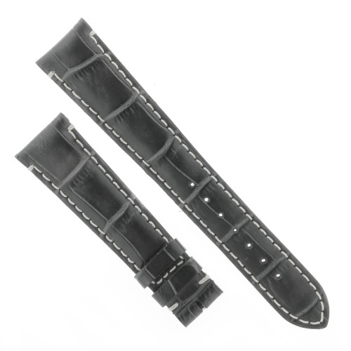 Cinturino Sartoriale Stampa Alligatore Nero Opaco 20/16 mm B50N Classico Inpunture chiare