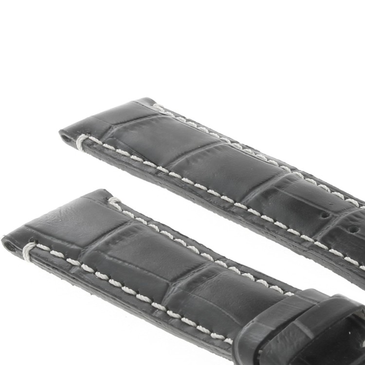 Cinturino Sartoriale Stampa Alligatore Nero Opaco 20/16 mm B50N Classico Inpunture chiare