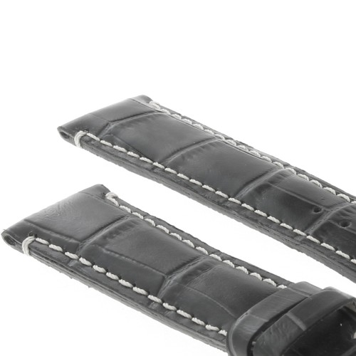 Cinturino Sartoriale Stampa Alligatore Nero Opaco 20/16 mm B50N Classico Inpunture chiare