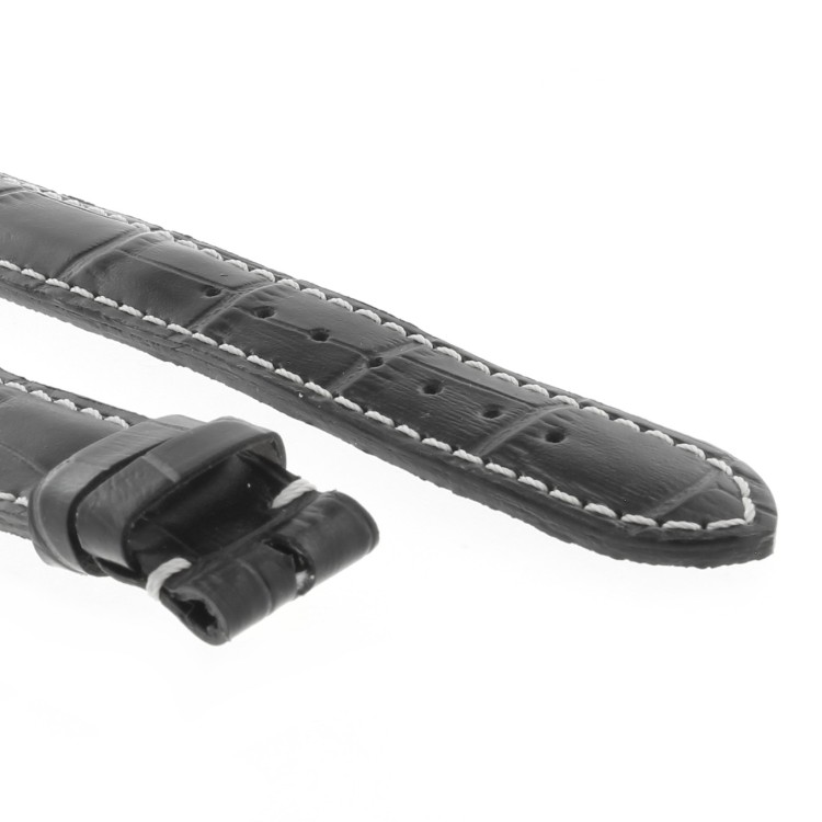 Cinturino Sartoriale Stampa Alligatore Nero Opaco 20/16 mm B50N Classico Inpunture chiare