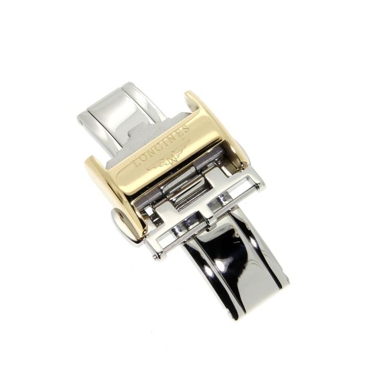 Longines Chiusura Déployante Doppia in Acciaio PVD yellow 16 mm - fits any leather strap
