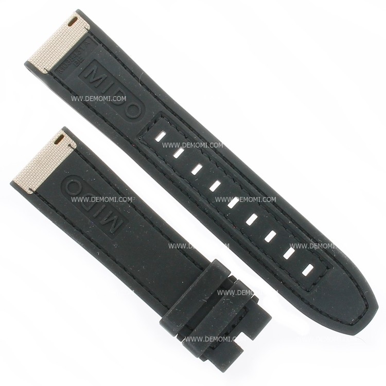 Mido Cinturino Caucciù e Stoffa Beige 22/20 mm compreso di Fibbia ardiglione 20 mm acciaio PVD Nero