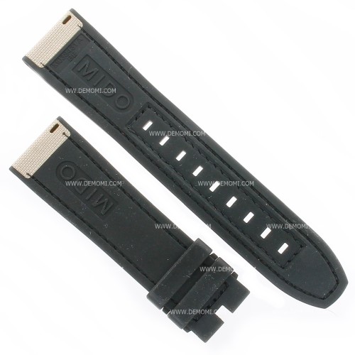 Mido Cinturino Caucciù e Stoffa Beige 22/20 mm per Multifort. Compreso di Fibbia ardiglione 20 mm acciaio PVD Nero