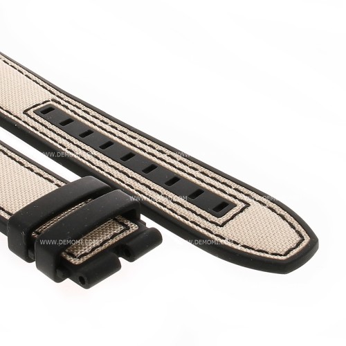 Mido Cinturino Caucciù e Stoffa Beige 22/20 mm per Multifort. Compreso di Fibbia ardiglione 20 mm acciaio PVD Nero