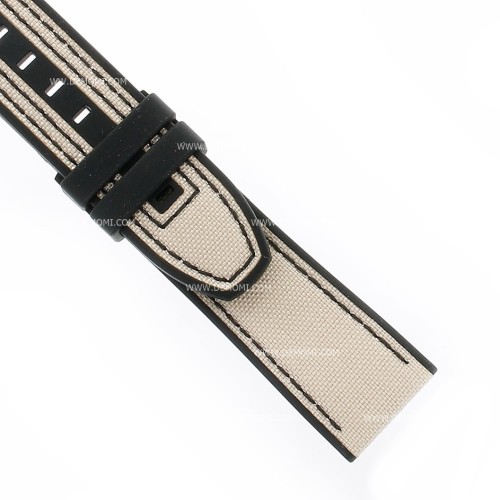 Mido Cinturino Caucciù e Stoffa Beige 22/20 mm compreso di Fibbia ardiglione 20 mm acciaio PVD Nero