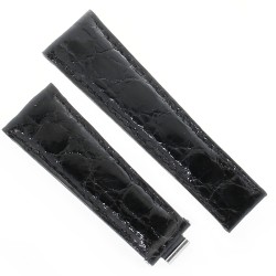 Cinturino Rolex Aftermarket Compatibile Coccodrillo Nero Lucido 20/16 mm
