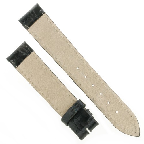 Cinturino Coccodrillo Nero Lucido Piatto 18/16 mm B30B forma classica