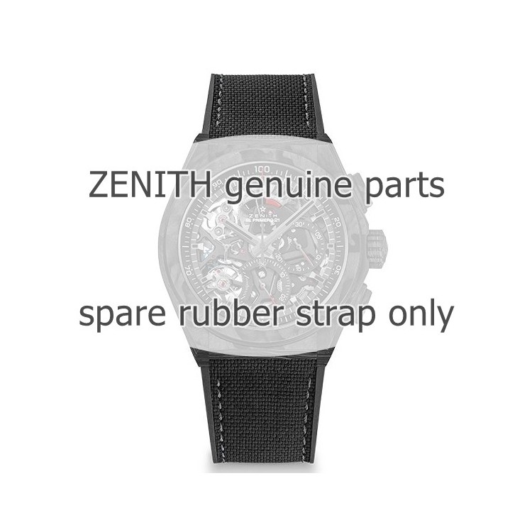 Zenith Cinturino Caucciù Nero 23/22 mm effetto cordura Defy El Primero 21 , 95.9002.9004 cucito grigio