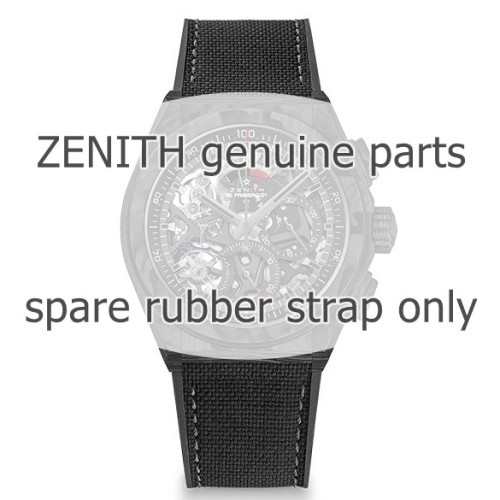 Zenith Cinturino Caucciù Nero 23/22 mm effetto cordura Defy El Primero 21 , 95.9002.9004 cucito grigio