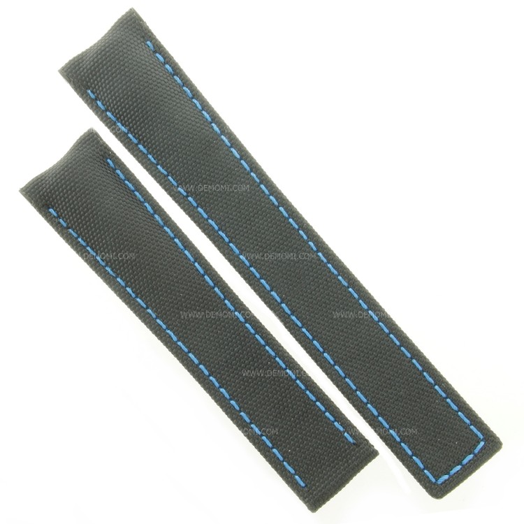 Tag Heuer Cinturino Aquaracer FC6363 sintetico Nero 20/18 mm cuciture blu WAY211.