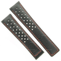 Tag Heuer Cinturino Pelle FC6454  Nero con cuciture rosse 21/18 mm Carrera CBM211