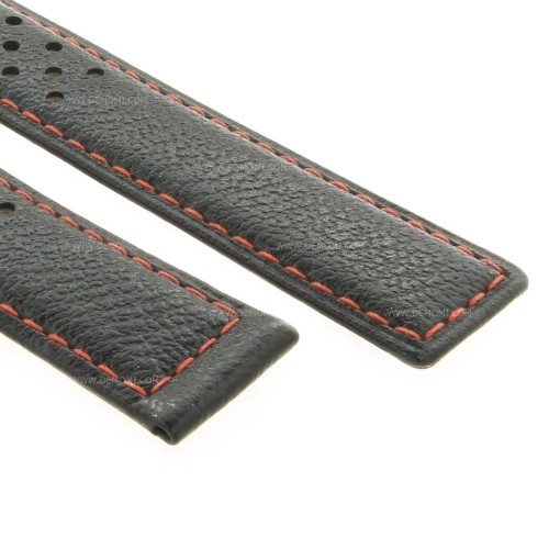 Tag Heuer Cinturino Pelle FC6454  Nero con cuciture rosse 21/18 mm Carrera CBM211