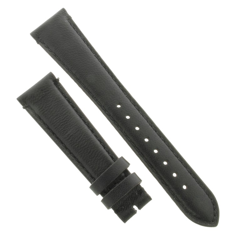Cinturino Agnello Cucito a Mano Nero opaco 20/16 mm classico