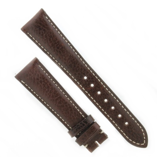 Cinturino Pelle Vitello Martellata Marrone Moka opaco 20/16 mm classico cucitura chiara