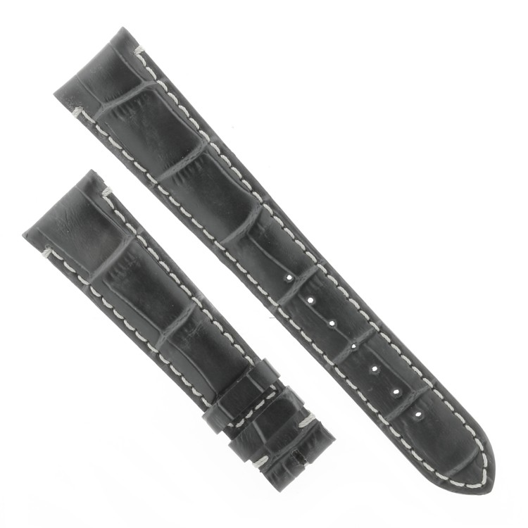 Cinturino Sartoriale Stampa Alligatore Nero Opaco 20/16 mm B50N Classico Inpunture chiare