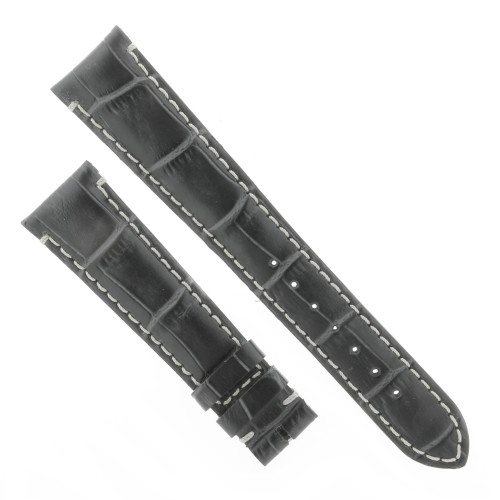 Cinturino Sartoriale Stampa Alligatore Nero Opaco 20/16 mm B50N Classico Inpunture chiare