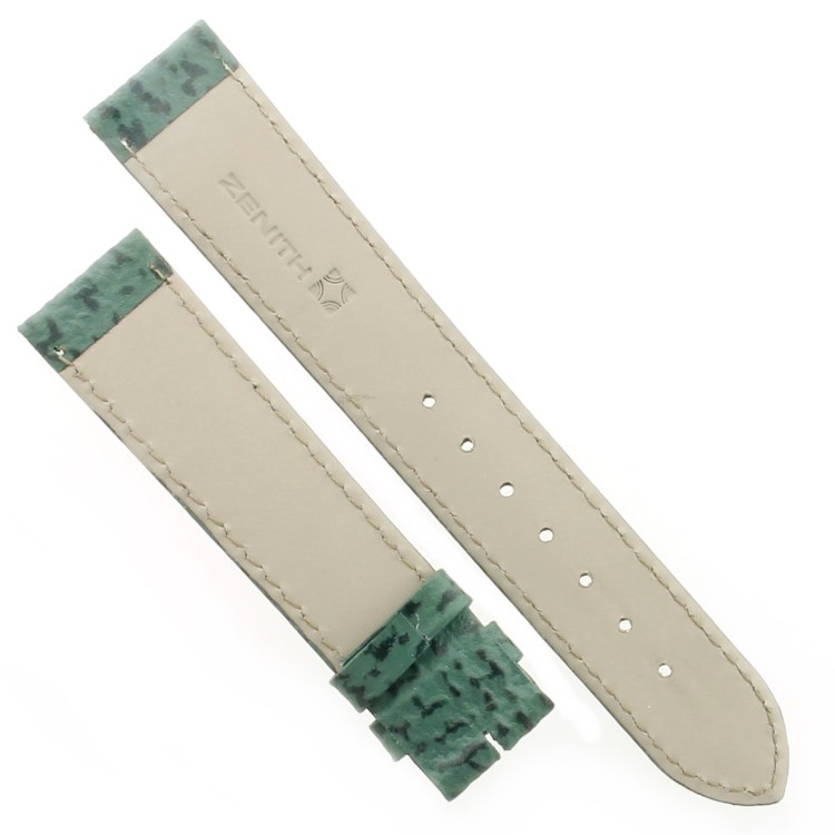 Zenith Cinturino Squalo Verde 18/16 mm cucito bianco. Spessore 3 mm lunghezza 75/114 mm