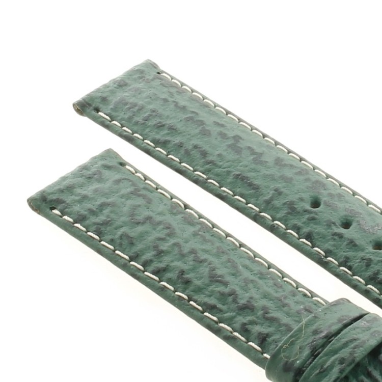 Zenith Cinturino Squalo Verde 18/16 mm cucito bianco. Spessore 3 mm lunghezza 75/114 mm