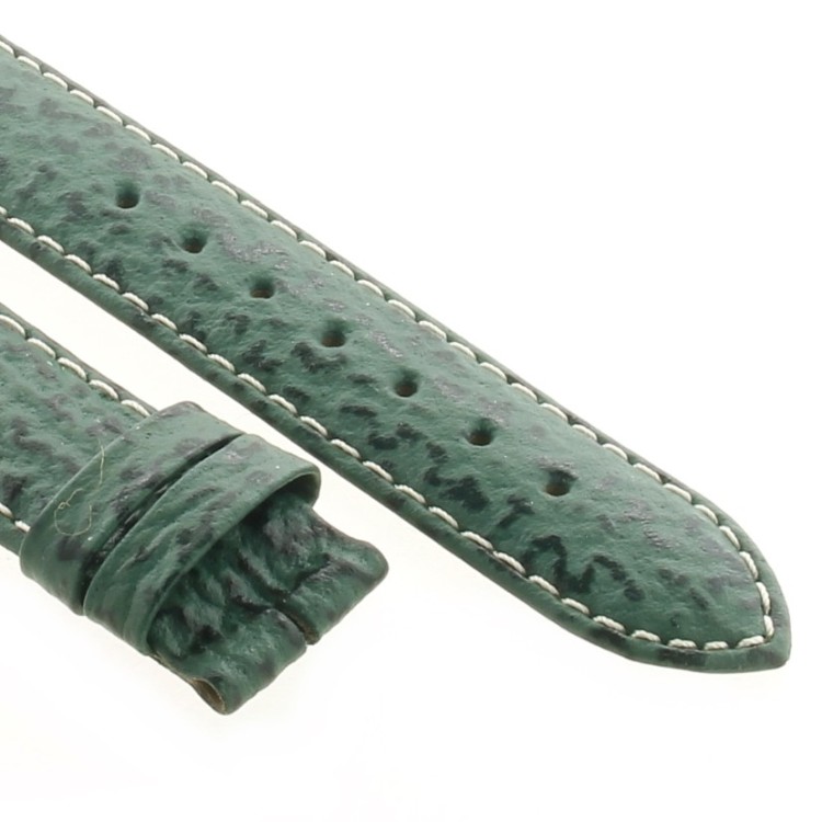 Zenith Cinturino Squalo Verde 18/16 mm cucito bianco. Spessore 3 mm lunghezza 75/114 mm