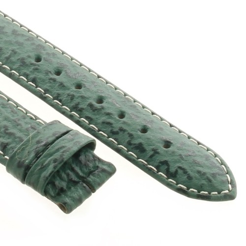 Zenith Cinturino Squalo Verde 18/16 mm cucito bianco. Spessore 3 mm lunghezza 75/114 mm